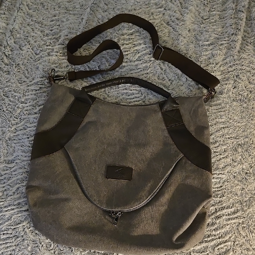 Stylish Gray Canvas Shoulder Bag